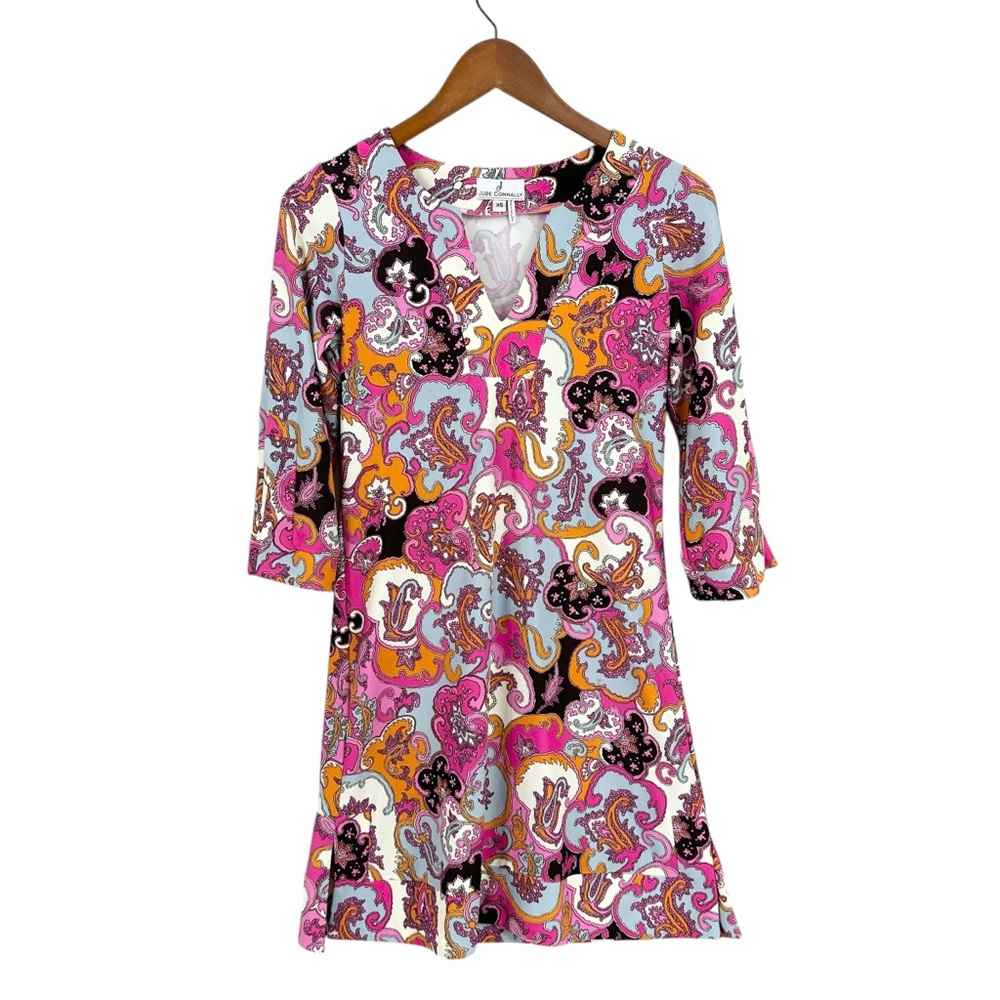 JUDE CONNALLY Dress Paisley Bright Color Stretchy Tunic USA